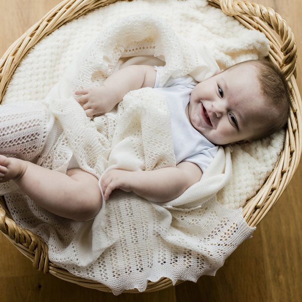 Large Ivory Baby Shawl